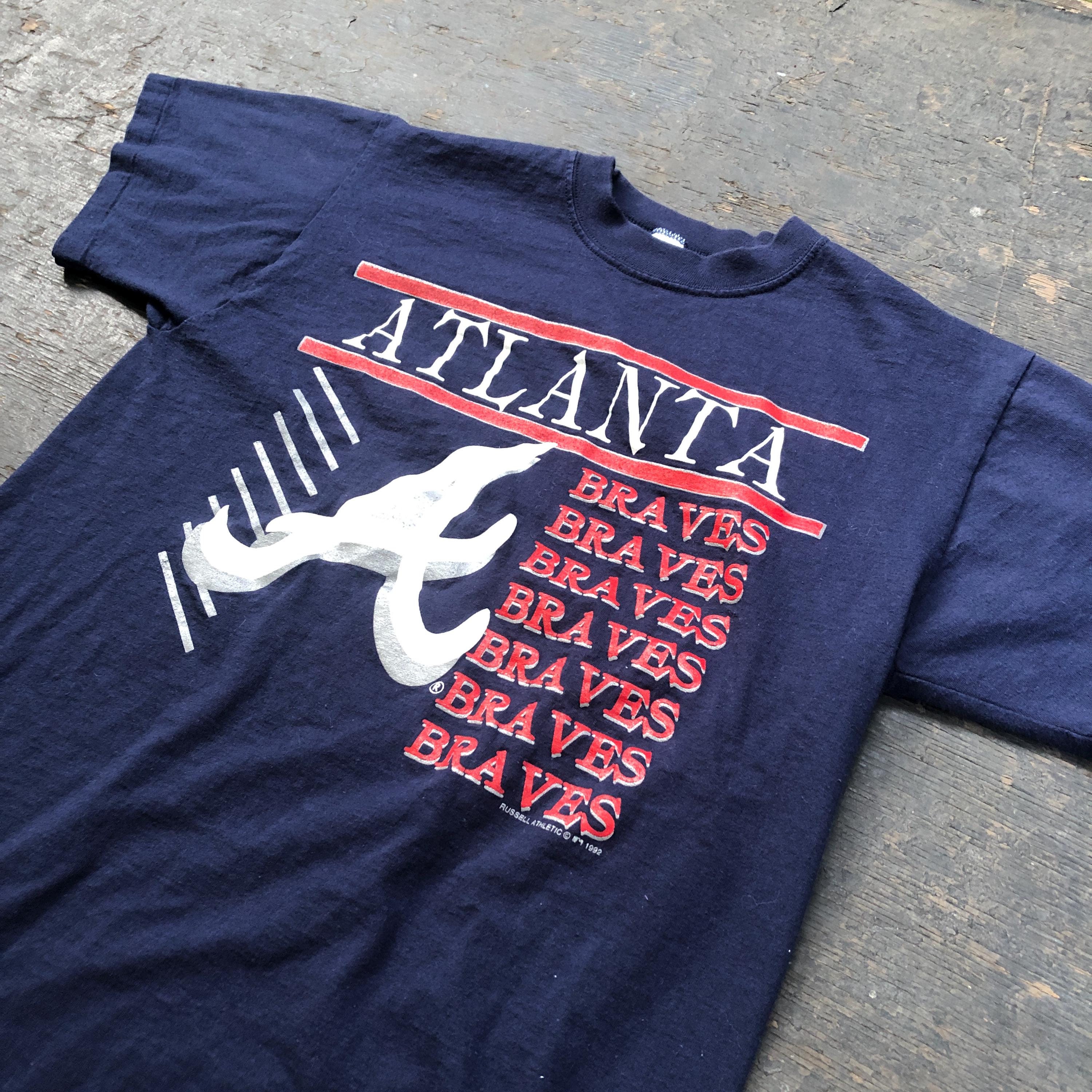 Vintage 90s Atlanta Braves T-shirt Russell Athletic Graphic Tee