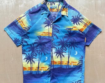 Chemise Homme Tori Richard Style Hawaïen - Marron/Crème - Taille L - Occasion Bon État
