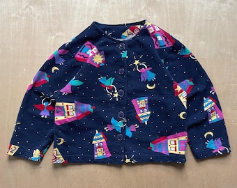 Vintage 90er Jahre Club KO Girls Button Up Sweatshirt / Größe Medium / Made in Canada