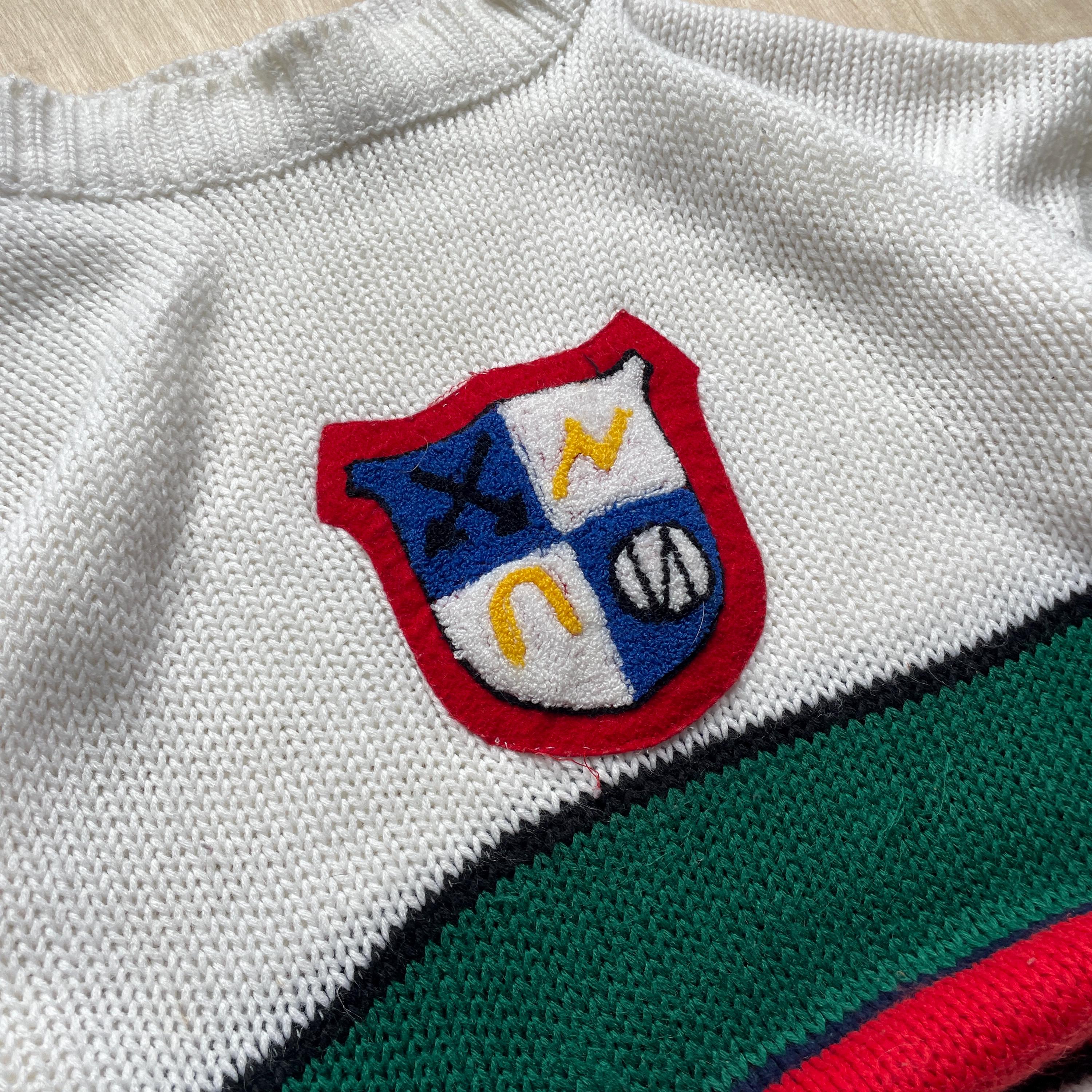 Vintage 90s Cross Roads Knit Sweater W/ Crest Patch Embroidery 
