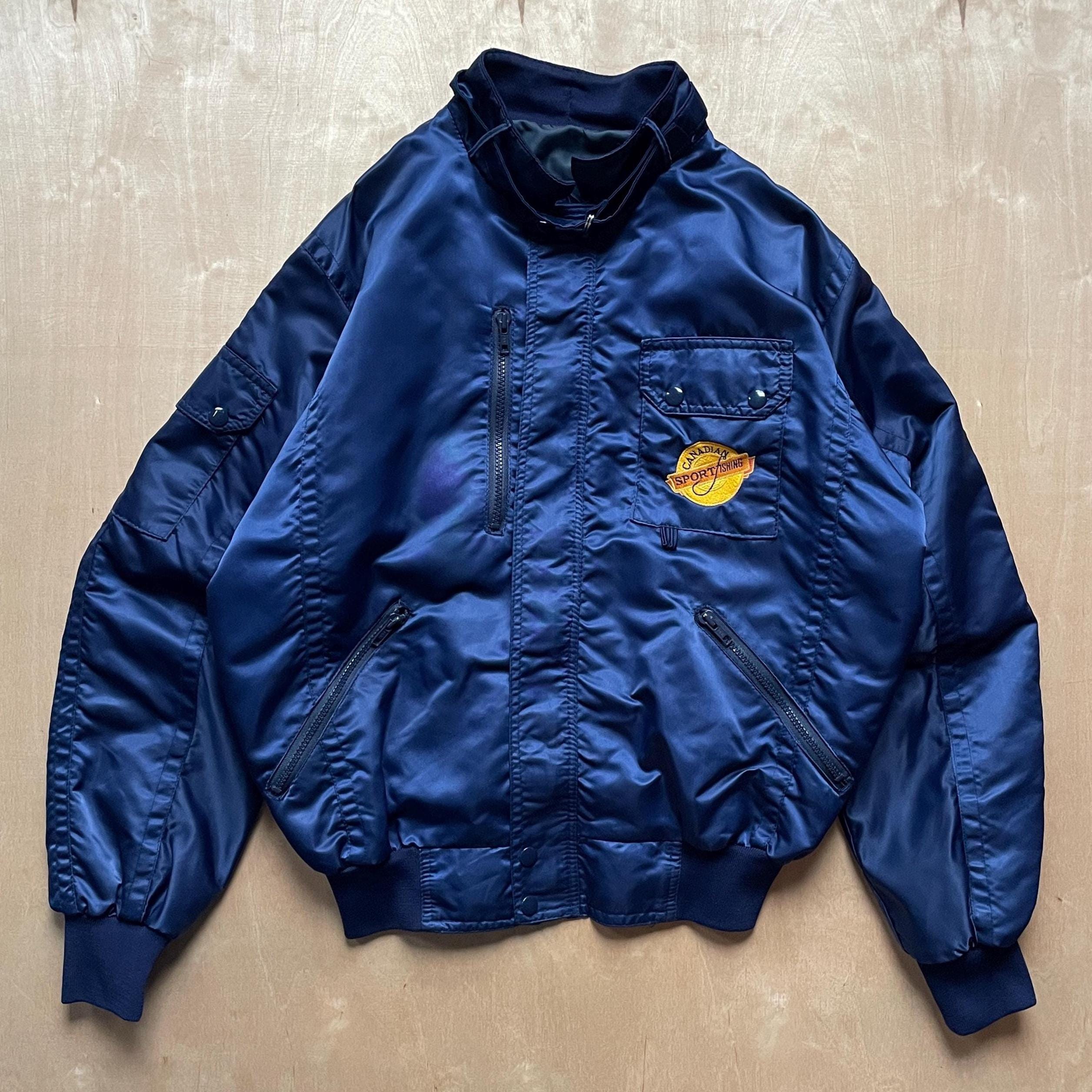 Vintage 80s Canadian Sport Fishing Satin Bomber Jacket / Size