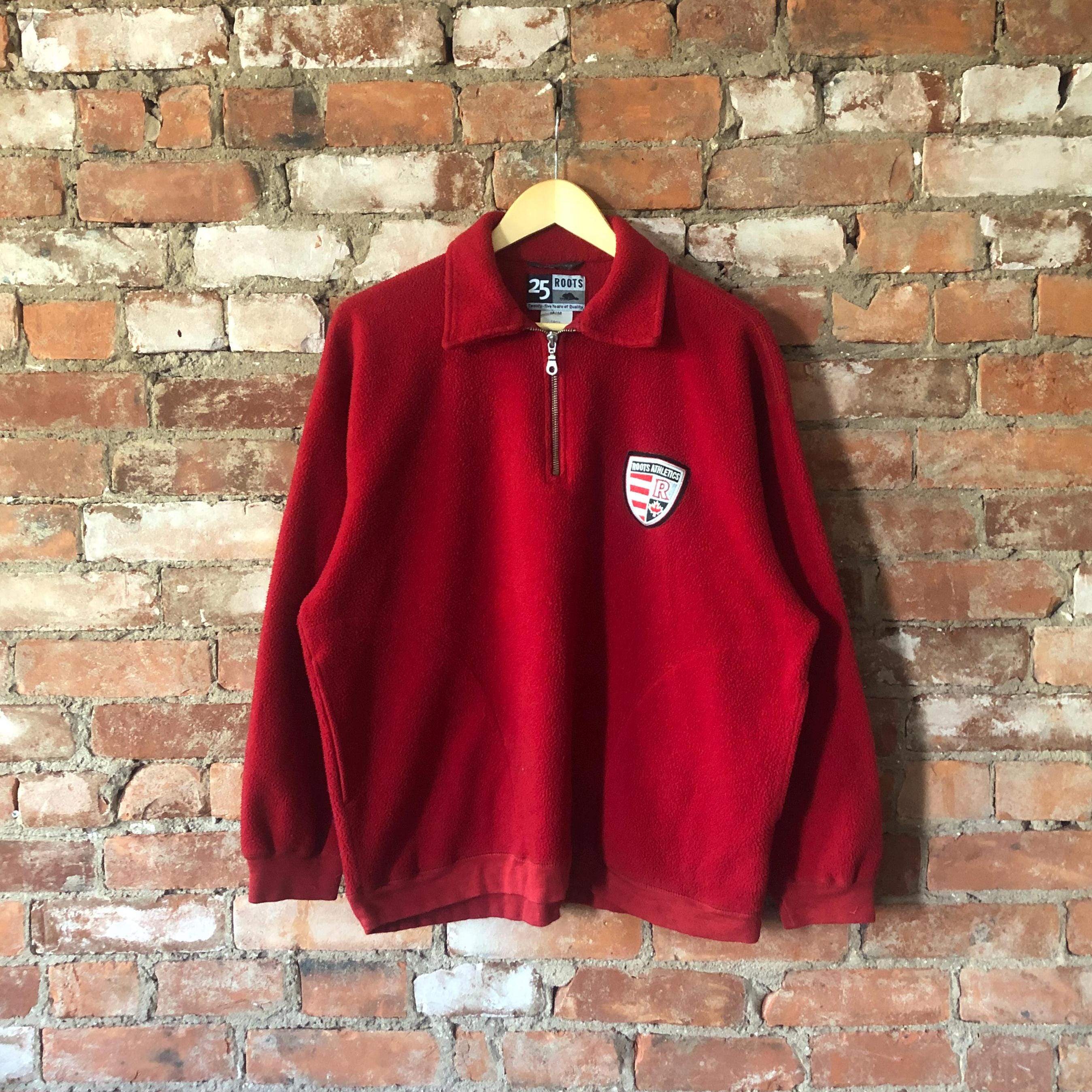 Vintage Roots Athletics 25th Anniversary Fleece Pullover 1 4 Zip Sweatshirt Men s Medium Made in Canada Etsy Ireland