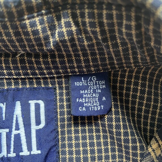 Vintage 90s GAP Patchwork Plaid Button Up Shirt /… - image 5