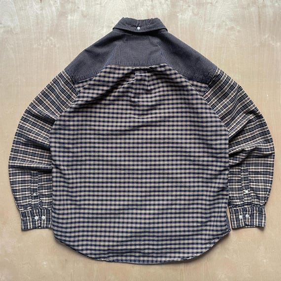 Vintage 90s GAP Patchwork Plaid Button Up Shirt /… - image 2