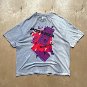 Vintage 90s Bridgestone Potenza Racing Tee / Size XL / Mad in USA / Hanes Promo Shirt / Graphic Car Motorsport / Faded Gray