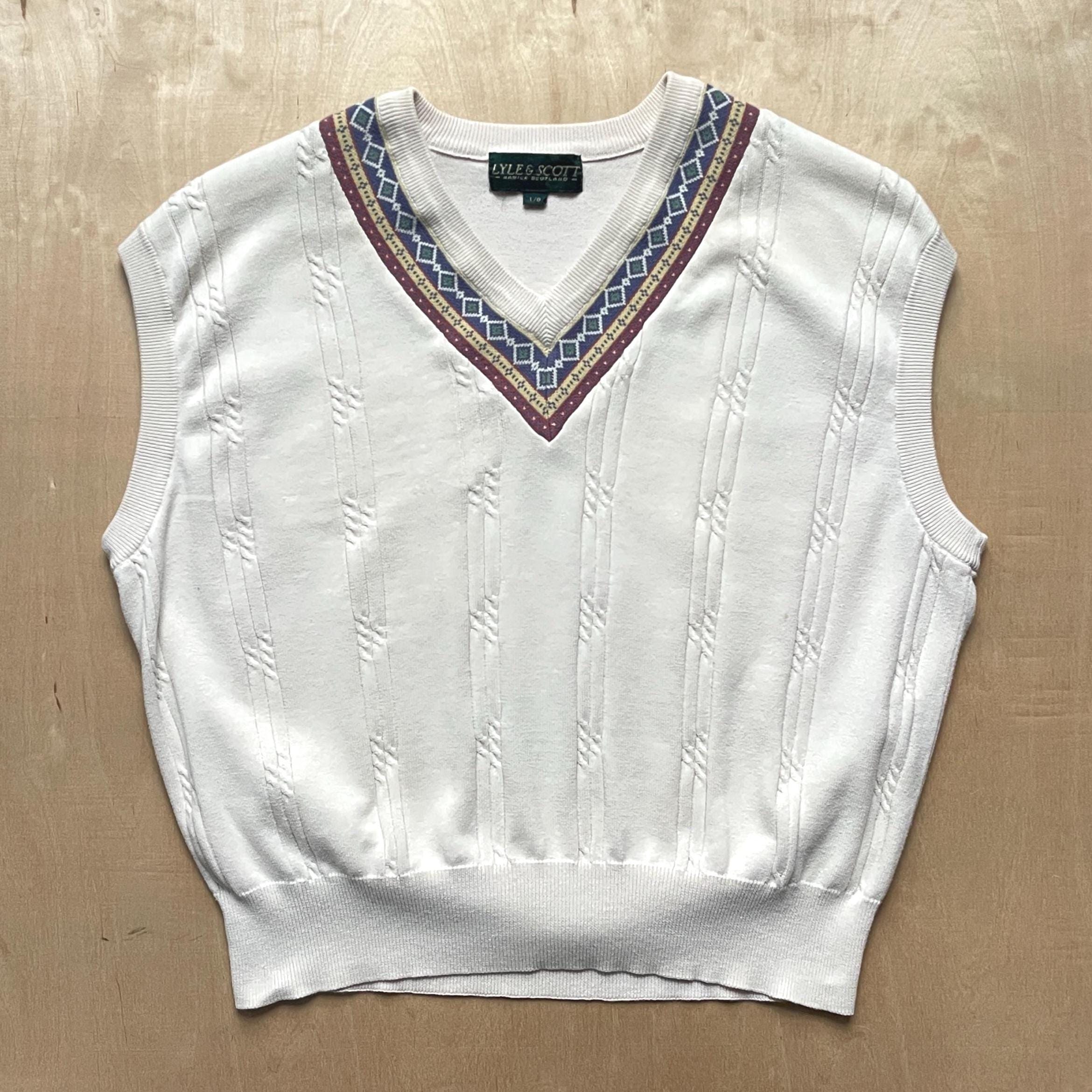 ヴィンテージ 80s Lyle&Scott カシミア ニットベスト Vintage 80s Lyle & Scott Sweater Vest Cable Knit V-neck / Size