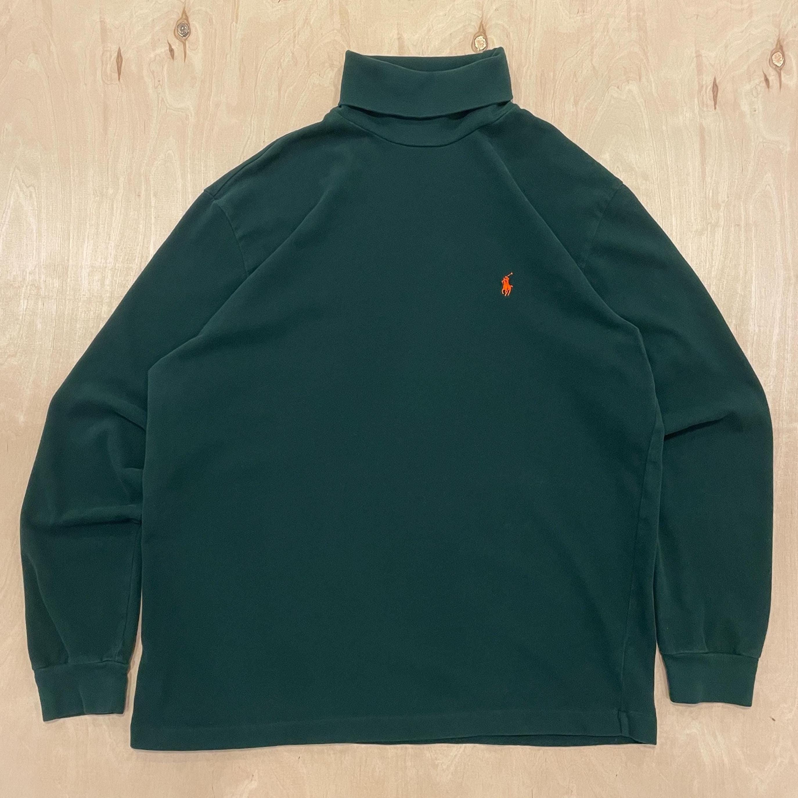 Vintage 90s Polo Ralph Lauren Green Turtleneck Sweatshirt / Size