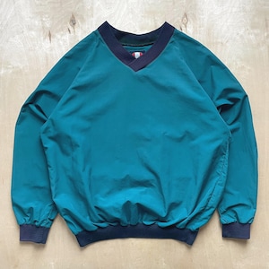 Vintage 90s CDN Spirit Golf Windbreaker Pullover in Teal / Size L / Nylon V-Neck Jacket / Made in Canada / Retro Golf Coat
