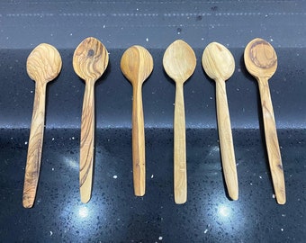 6 Wooden Spoons, Olive Tree, Feel the Natural Warmth of Wood The Authentic Structure of Olive Tree Makes Your Loved Ones Happy