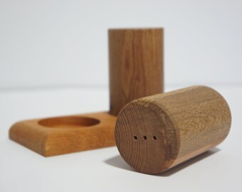 Salière et poivrière en bois, ensemble de shaker assorti, shakers en bois de hêtre, authentique salière et poivrière en bois, cadeau naturel fait main