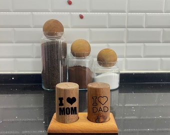 Wooden Salt and Pepper Shakers, Matching Shaker Set, Beech Wood Shakers, Authentic Wooden Salt and Pepper Shaker, Natural Handmade Gift
