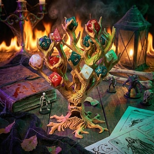 Spookachtige dobbelsteenhouder | Huilende boom voor 21 dobbelstenen | Displaystandaard voor je rollenspelsets (D4-D20) | Rollenspelcadeau