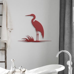 Metal Wall Art Heron - Large Black Metal Wall Decor, Modern Rustic Heron Wall Hangings for Home & Lodge, Outdoor Metal Wall Art, Minimalist