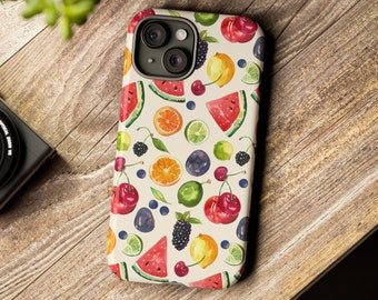 Fruit Phone Case Girly Fruit Collage Phone Cover Gift Cute Summer Phone Case Strawberry Tropical Fruit Case Aesthetic Summer Tough Cases
