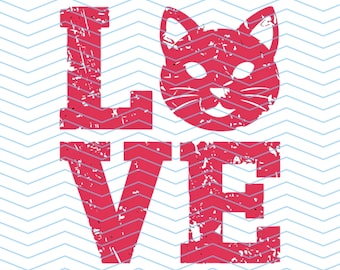 Cat Love SVG and PNG Digital File | Cat Lover Design for Cricut & Silhouette | Cute Cat Face Love SVG