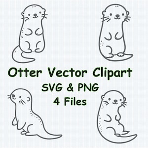 Süßer Otter Silhouette SVG, Otter Clipart, Otter PNG, Seeotter SVG, Otter Cut File, Otter Cricut, Otter Vektor, Baby Otter svg, Otter Design
