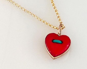 Love You Bad Vintage Heart Button 14k gold filled