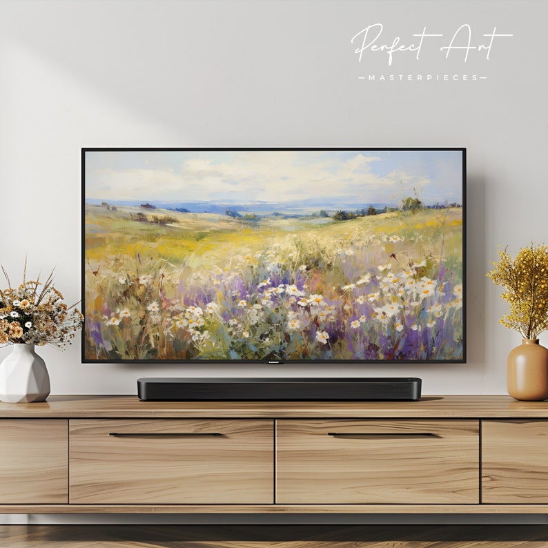 FRAME TV kunst bundel van 4 stuks, wilde bloemenveld, Engels landschap, landschap, meer, tv artwork, Samsung Frame tv kunst TV-020 afbeelding 6