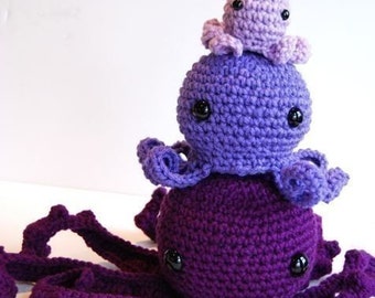 Octopus Crochet Patterns- 3 sizes- PDF