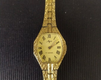 Mechanische Vintage Goldfarbene Damenuhr Ray, Goldfarbene Uhr RAY, Cocktailuhr, Armbanduhr, zum aufziehen