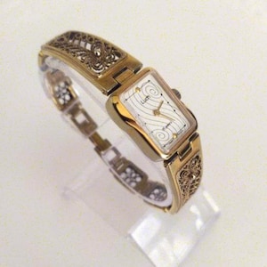 Wind up watch RAY, Mechanical women watch, 15 Jewels, Vintage ladies watch Luch,  Cocktail watch, Gold watch for women