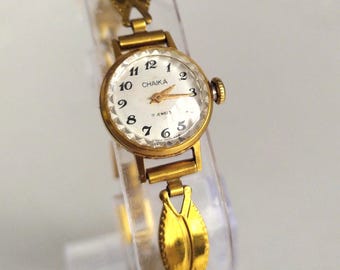 Zegarek retro vintage Chaika, 17 kamieni, mechaniczny zegarek damski, złoty zegarek, zegarek nakręcany, zegarek damski
