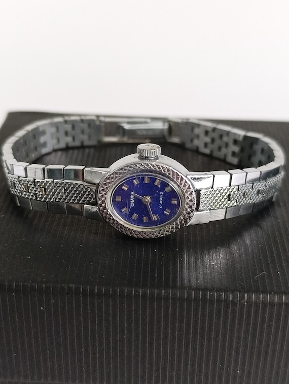 Orologio meccanico vintage Chaika: cinturino in metallo argentato