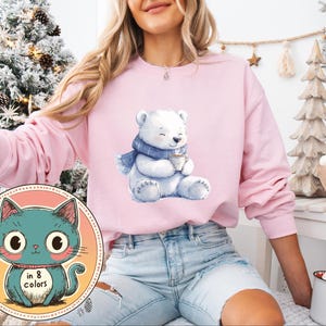 Polar Bear Sweatshirt, Winter Animal Jumper, Cozy Crewneck, Cute Bear Pullover, Arctic Wildlife Sweater, Christmas Gift