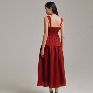 Harvey Midi Dress in Red Midi linen dress for women, Linen Tube Dress, Linen clothing for women, Cottage Core Dress, Summer linen dress image 5