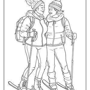 Black Love on the Slopes | A Coloring Page