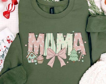 Mama Christmas PNG, Pastel Coquette Holiday Sublimation File (Digital Download)