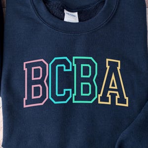 BCBA png, Pastel Varsity Font Design, Board Certified Behavior Analyst Clipart, Sublimation PNG, ABA Grad Gift