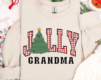 Jolly Grandma Christmas Tree Holiday PNG Digital Download