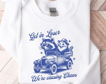 Get In Loser Were Causing Chaos PNG, Raccoon Possum Sublimation Digital Download