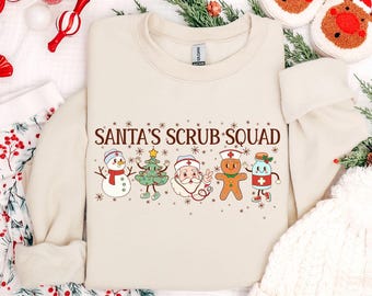 Santas Scrub Squad Christmas Nurse PNG Digital Download