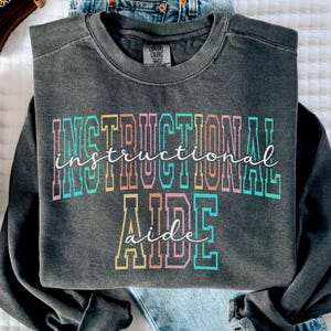 Instructional Assistant Varsity Png, Instructional Assistants Png, Colorful TA Png, Trendy Para Download, Instructional Aide Sublimation Png