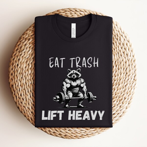 Weightlifting Raccoon PNG File, Weightlifter Shirt, Lifting PNG, Funny png, Sports Png, Gym File, Raccoon Graphic, Eat Trash Lift Heavy PNG