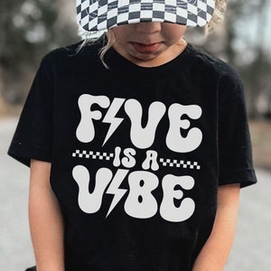 Five is a Vibe Png design, Retro Summer Birthday PNG Designs, Trendy Lightning Bolt Bday PNG File, Popular Graphic Designs, 5th Birthday PNG