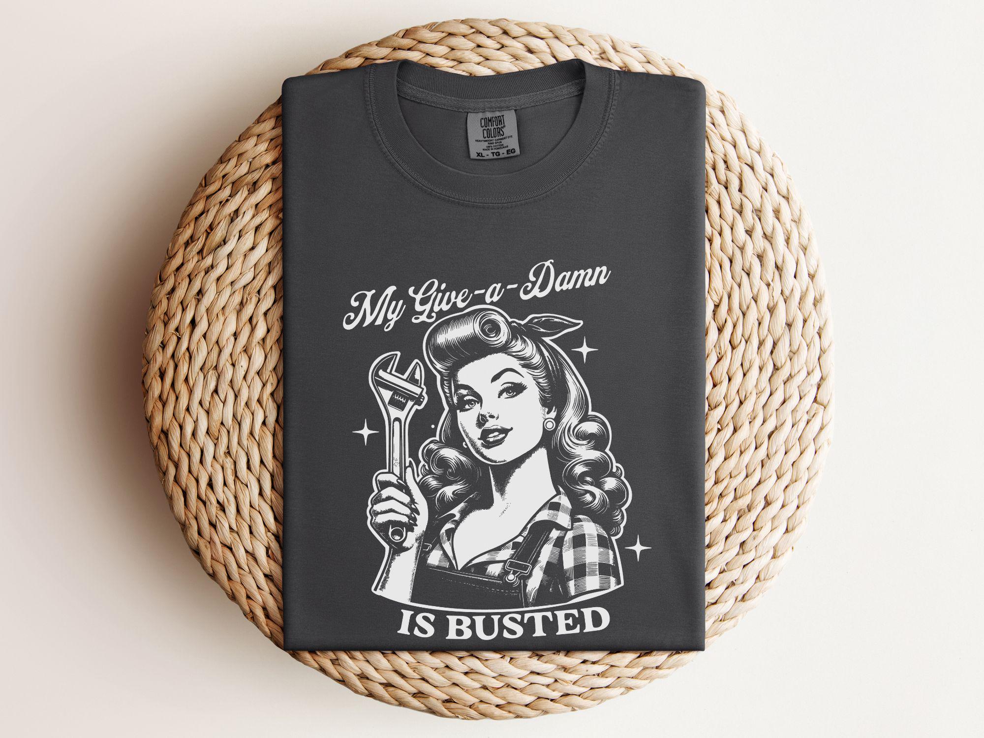 My Give A Damn is Busted PNG, Trendy Vintage Retro Housewife File