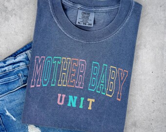 Mother Baby Unit Varsity Png, Labor and Delivery Nurse Png, Colorful Mother Baby Nurse Png, Trendy Labor Nurse Download, New Baby Nurse Png