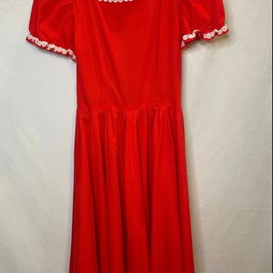 Vintage 1950s Handmade Red Swing Dress Extra Small