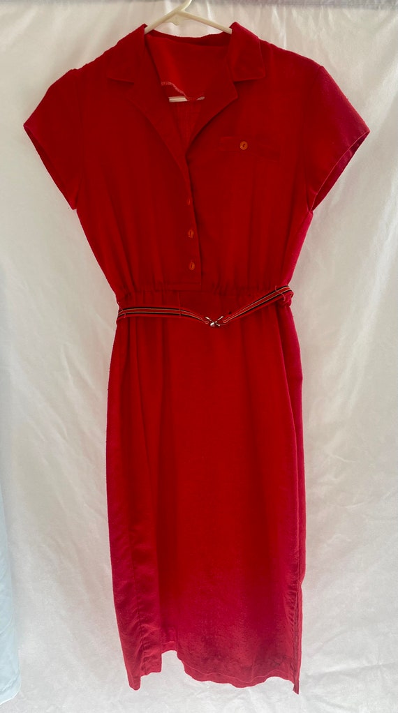 Vintage 1970s Red Dress With Belt