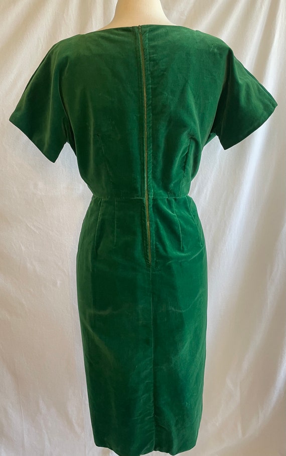 Vintage 1960s Green Velvet Pencil Dress - image 4