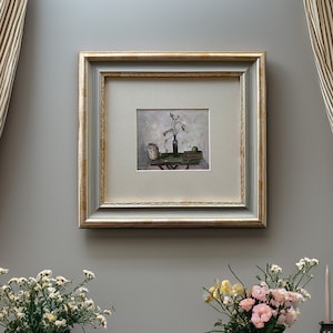 Oryginalny obraz akrylowy Neutralny Boho Bar Cart Moody Wall Art, Cottagecore Maximalist Bookshelf Room Decor Estetyczny, Prezent na parapetówkę