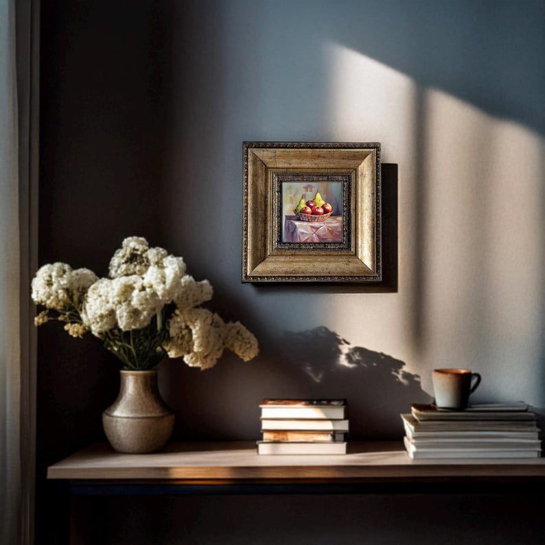 This charming Fruit Painting 🍎🍐, framed as a Small Framed Art piece, fits beautifully in any corner of your home, bringing a burst of color and sophistication. As a captivating Fruit Wall Art, it is perfect fit in your living room or kitchen.