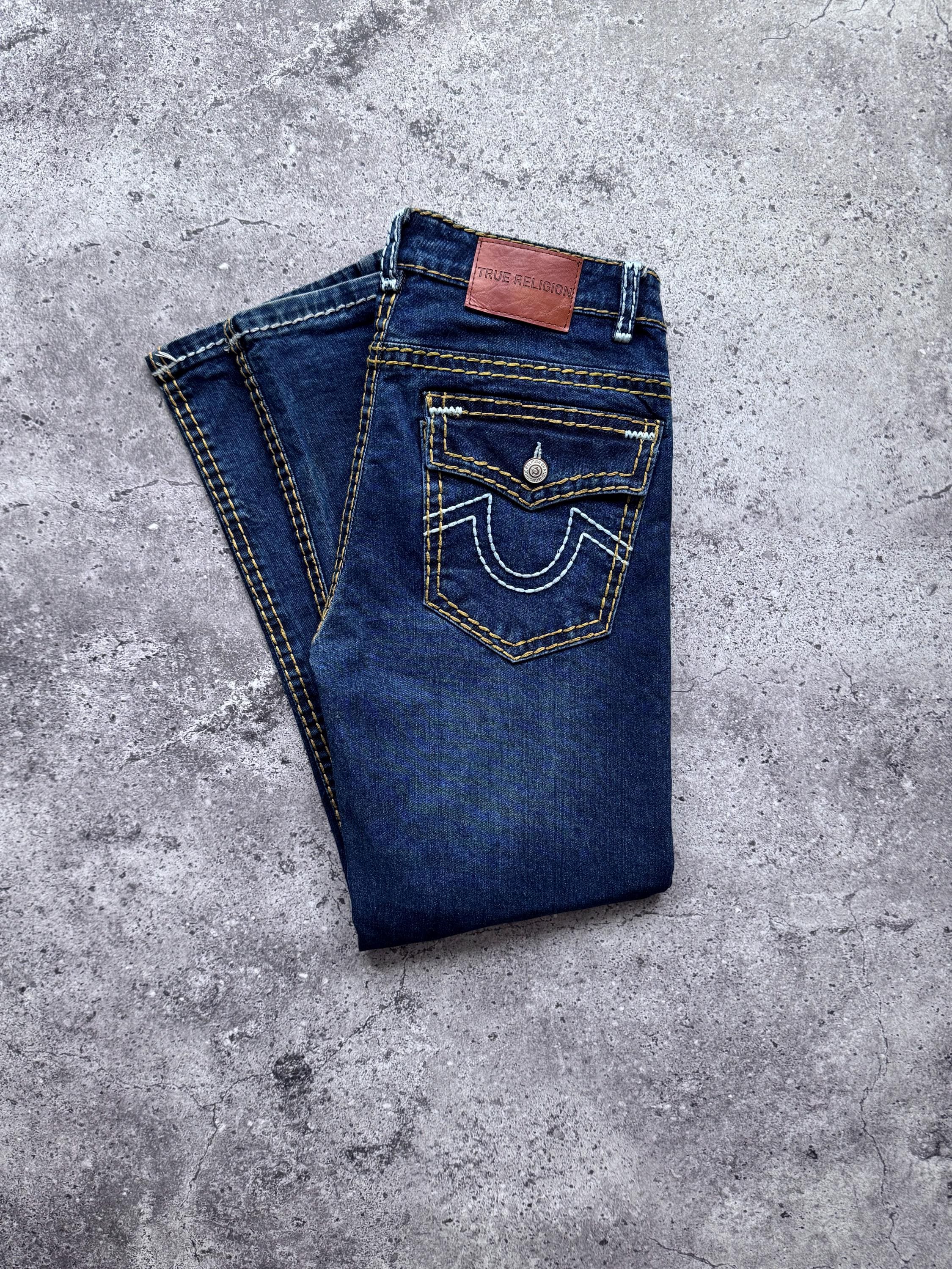 Vintage True Religion Men's Jeans Big Embroidered Pocket Logo