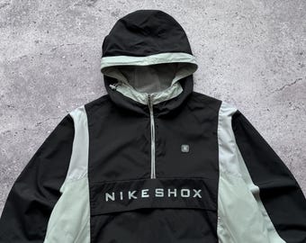 Vintage Nike Shox Black Nylon Jacket Anorak 1/3 Zip Big Logo Size