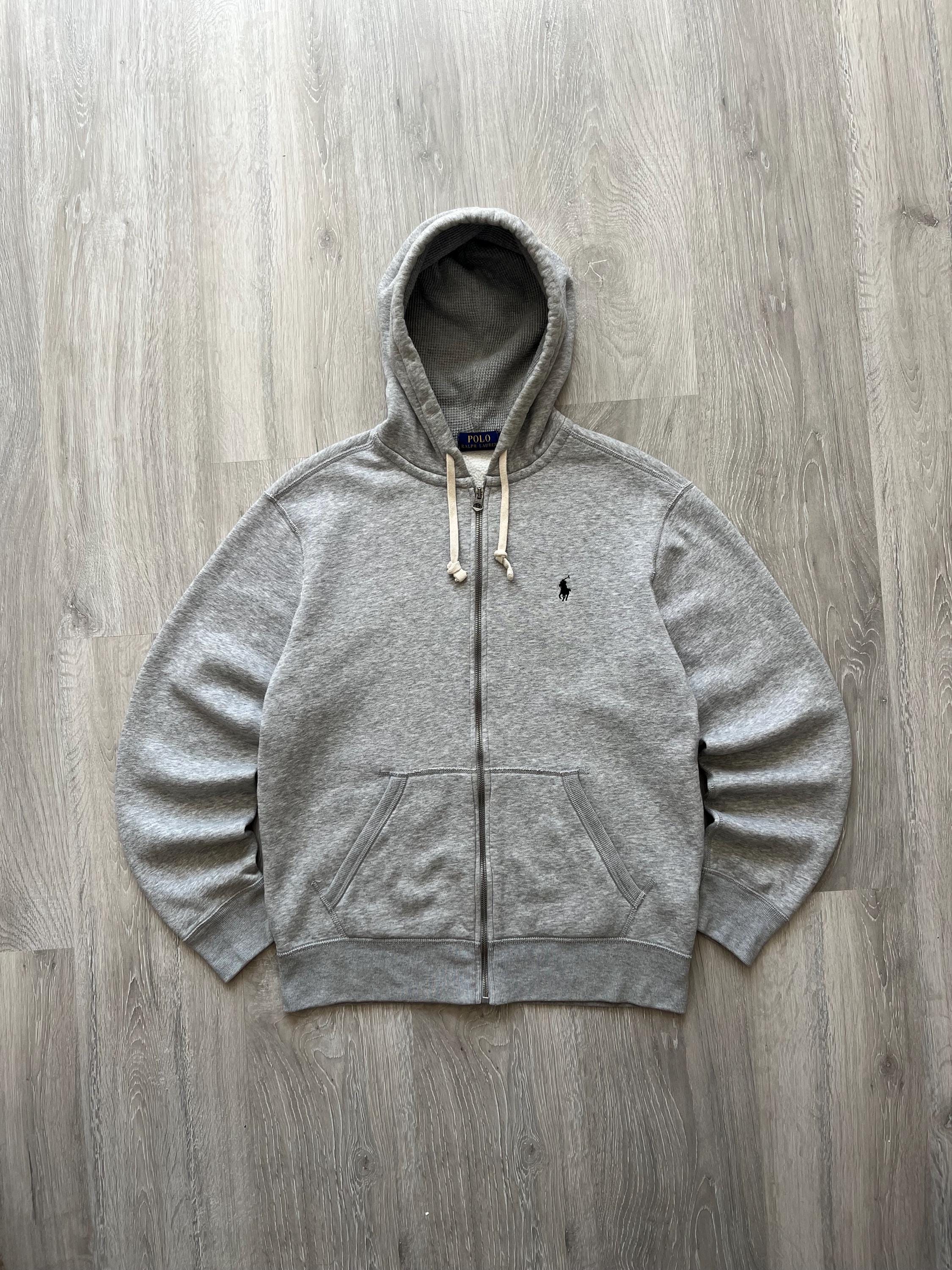 80’s Ralph Lauren Linen Zip Hoodie Mens Polo Ralph Lauren Hoody Hooded Full Zip Sweatshirt