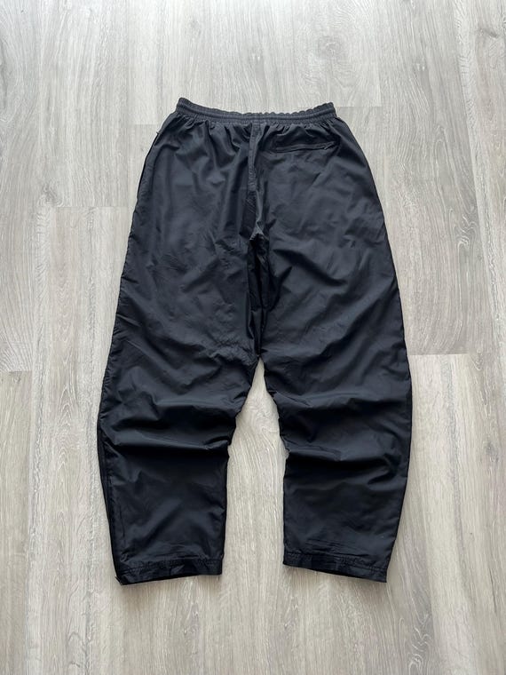 Nike Vintage 00’s Y2K Black Nylon TrackPants Joggers Double Swoosh Logo