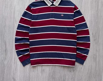 Vintage Dickies Longsleeve Polo Shirt Striped Y2K